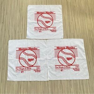 Set of 3 TWINS 1991 The Magic is Back Homer Hankies